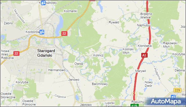 mapa Kolincz, Kolincz na mapie Targeo