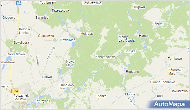 mapa Konstancjewo, Konstancjewo na mapie Targeo