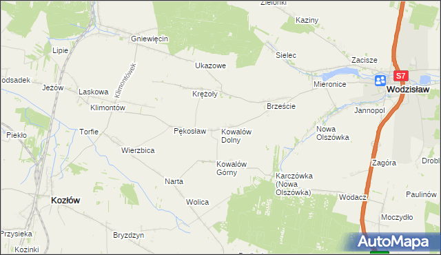 mapa Kowalów Dolny, Kowalów Dolny na mapie Targeo