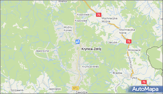 mapa Krynica-Zdrój, Krynica-Zdrój na mapie Targeo