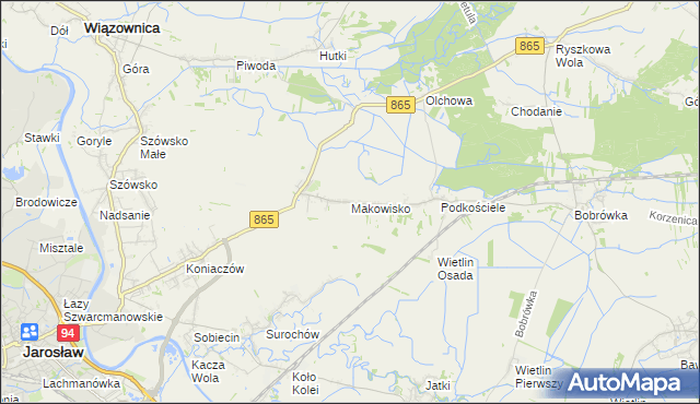 mapa Makowisko gmina Jarosław, Makowisko gmina Jarosław na mapie Targeo