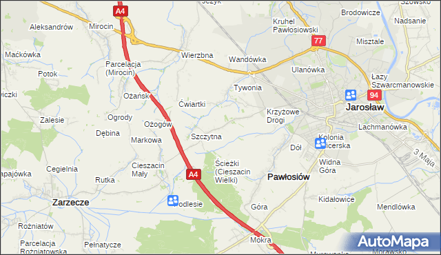 mapa Maleniska gmina Pawłosiów, Maleniska gmina Pawłosiów na mapie Targeo