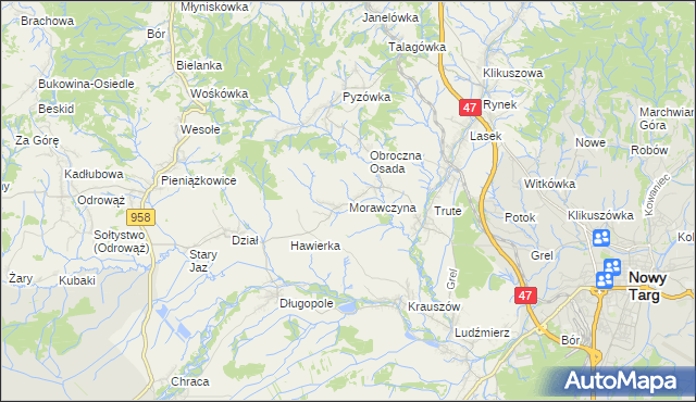 mapa Morawczyna, Morawczyna na mapie Targeo