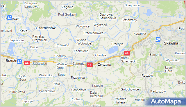 mapa Ochodza gmina Skawina, Ochodza gmina Skawina na mapie Targeo