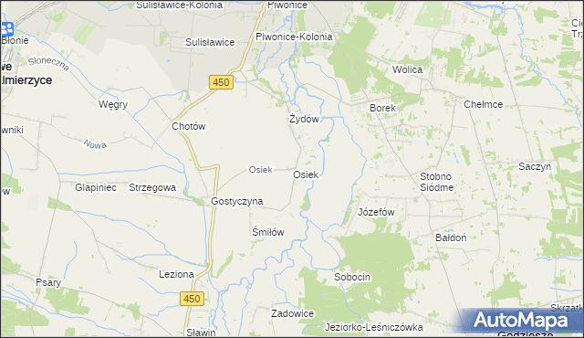 mapa Osiek gmina Nowe Skalmierzyce, Osiek gmina Nowe Skalmierzyce na mapie Targeo