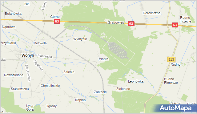 mapa Planta gmina Wohyń, Planta gmina Wohyń na mapie Targeo