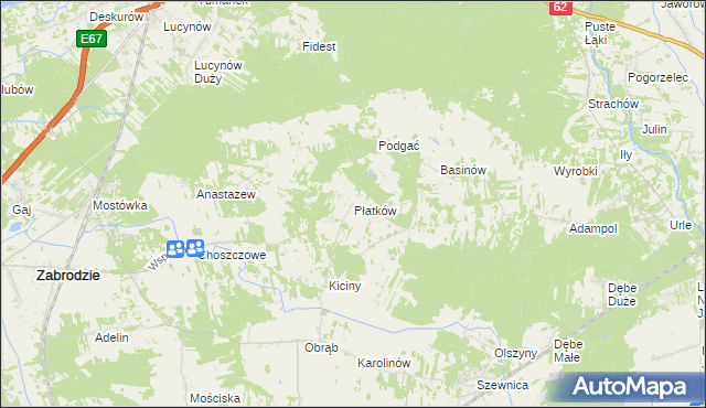 mapa Płatków gmina Zabrodzie, Płatków gmina Zabrodzie na mapie Targeo