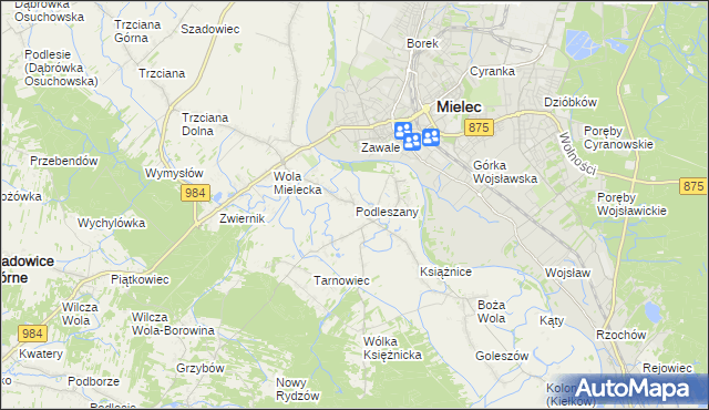 mapa Podleszany, Podleszany na mapie Targeo