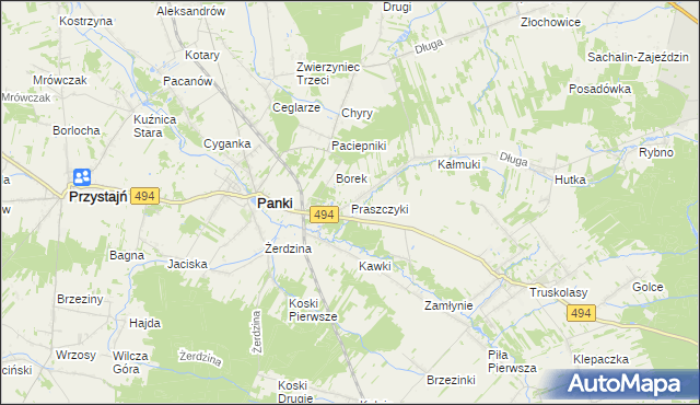 mapa Praszczyki, Praszczyki na mapie Targeo