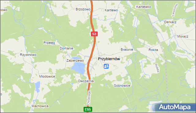 mapa Przybiernów, Przybiernów na mapie Targeo