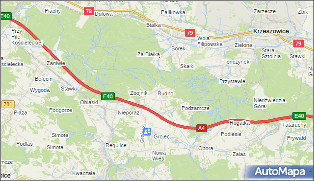 mapa Rudno gmina Krzeszowice, Rudno gmina Krzeszowice na mapie Targeo