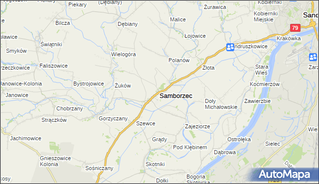 mapa Samborzec, Samborzec na mapie Targeo