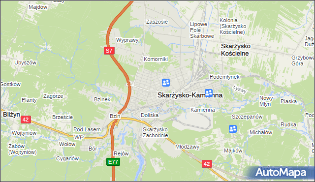 mapa Skarżysko-Kamienna, Skarżysko-Kamienna na mapie Targeo