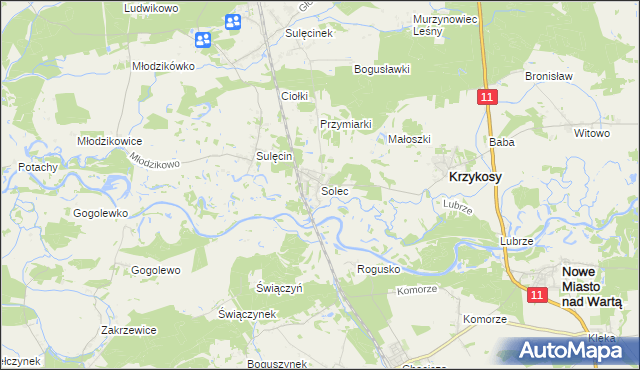 mapa Solec gmina Krzykosy, Solec gmina Krzykosy na mapie Targeo