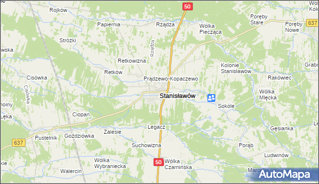mapa Stanisławów powiat miński, Stanisławów powiat miński na mapie Targeo