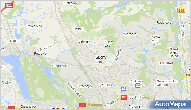 mapa Suchy Las powiat poznański, Suchy Las powiat poznański na mapie Targeo