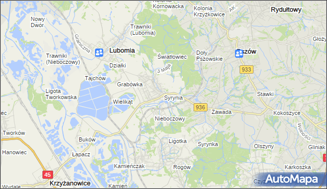 mapa Syrynia, Syrynia na mapie Targeo