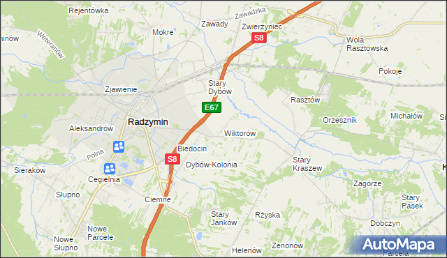 mapa Wiktorów gmina Radzymin, Wiktorów gmina Radzymin na mapie Targeo