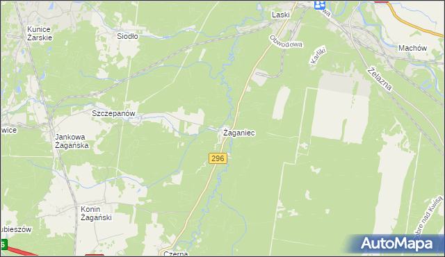 mapa Żaganiec, Żaganiec na mapie Targeo