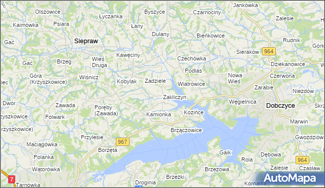 mapa Zakliczyn gmina Siepraw, Zakliczyn gmina Siepraw na mapie Targeo