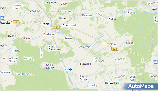 mapa Zamłynie gmina Wręczyca Wielka, Zamłynie gmina Wręczyca Wielka na mapie Targeo