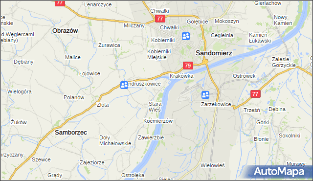 mapa Zawisełcze, Zawisełcze na mapie Targeo
