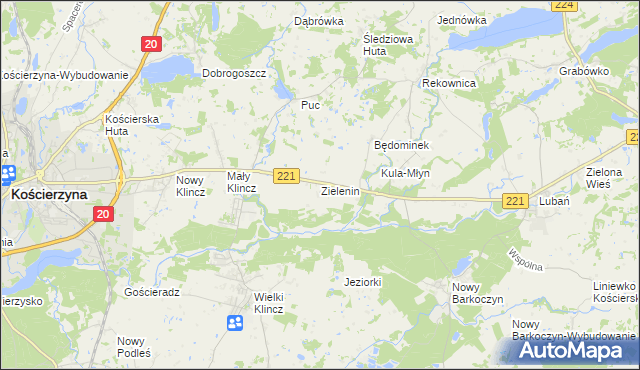 mapa Zielenin, Zielenin na mapie Targeo