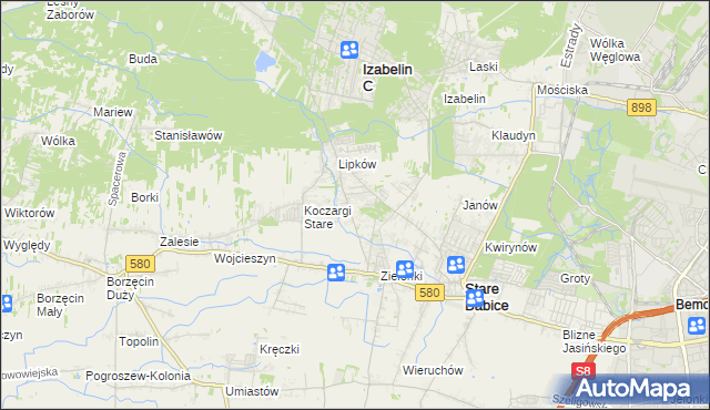 mapa Zielonki-Wieś, Zielonki-Wieś na mapie Targeo