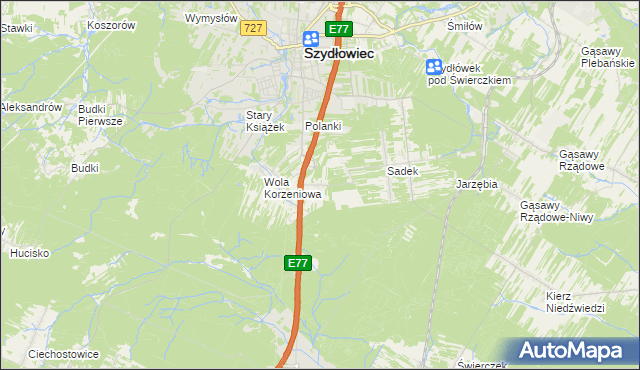 mapa Barak gmina Szydłowiec, Barak gmina Szydłowiec na mapie Targeo