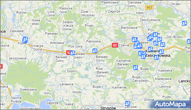 mapa Barwałd Górny, Barwałd Górny na mapie Targeo