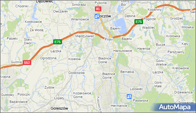 mapa Bładnice Dolne, Bładnice Dolne na mapie Targeo