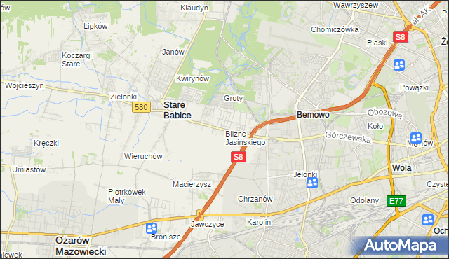 mapa Blizne Jasińskiego, Blizne Jasińskiego na mapie Targeo