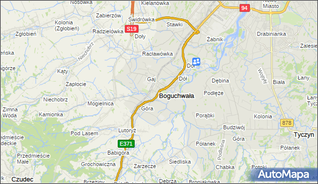 mapa Boguchwała powiat rzeszowski, Boguchwała powiat rzeszowski na mapie Targeo