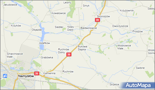 mapa Bukowa Śląska, Bukowa Śląska na mapie Targeo