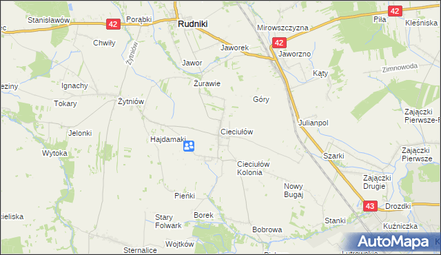 mapa Cieciułów, Cieciułów na mapie Targeo