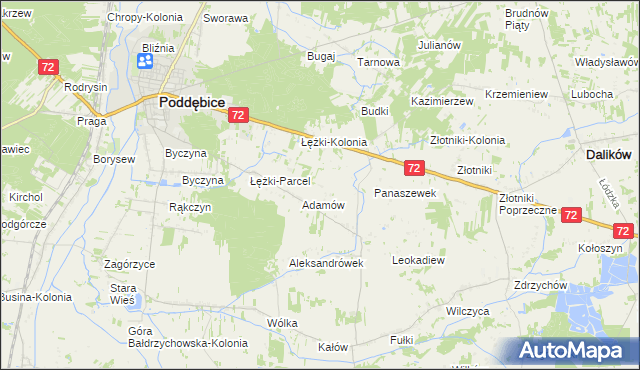 mapa Ciężków gmina Poddębice, Ciężków gmina Poddębice na mapie Targeo