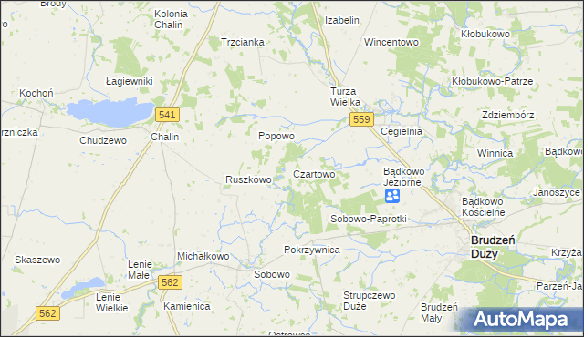 mapa Czartowo gmina Dobrzyń nad Wisłą, Czartowo gmina Dobrzyń nad Wisłą na mapie Targeo
