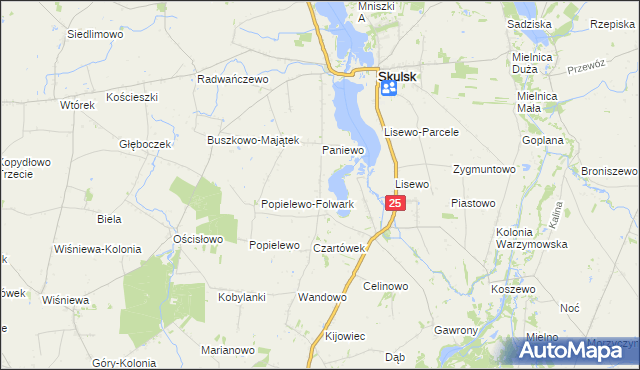 mapa Czartowo gmina Skulsk, Czartowo gmina Skulsk na mapie Targeo