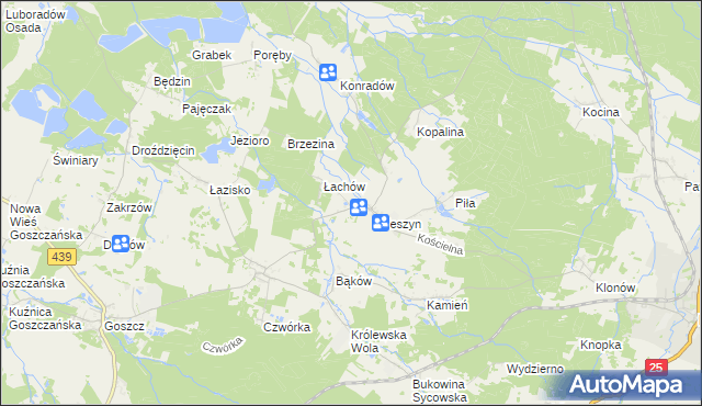 mapa Dobrzec gmina Sośnie, Dobrzec gmina Sośnie na mapie Targeo