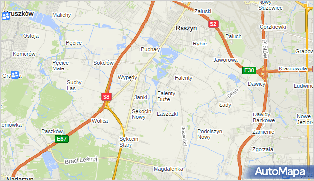 mapa Falenty Duże, Falenty Duże na mapie Targeo