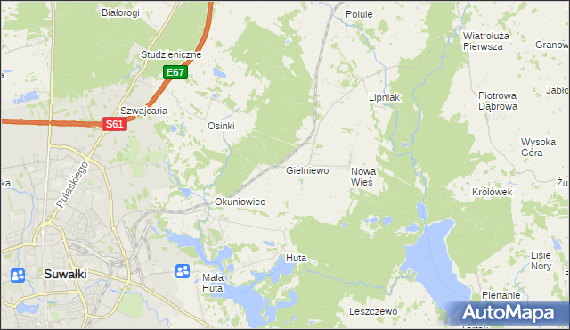 mapa Gielniewo, Gielniewo na mapie Targeo