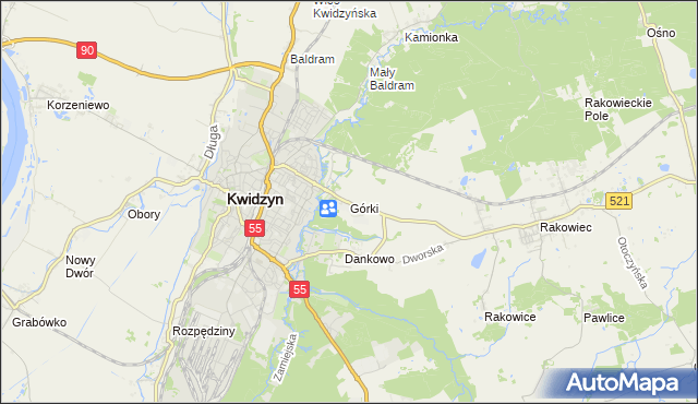 mapa Górki gmina Kwidzyn, Górki gmina Kwidzyn na mapie Targeo