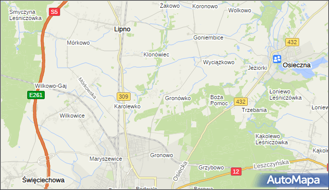 mapa Gronówko gmina Lipno, Gronówko gmina Lipno na mapie Targeo