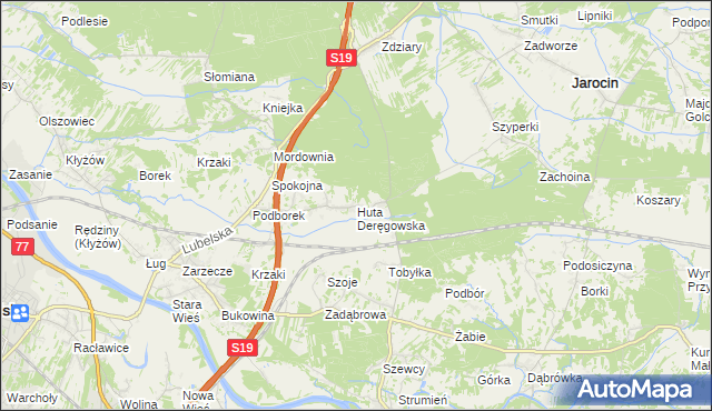 mapa Huta Deręgowska, Huta Deręgowska na mapie Targeo