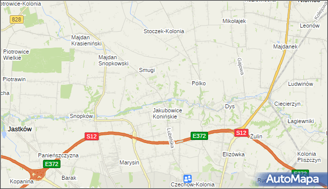 mapa Jakubowice Konińskie-Kolonia, Jakubowice Konińskie-Kolonia na mapie Targeo