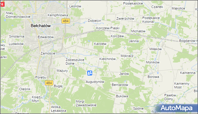 mapa Kielchinów, Kielchinów na mapie Targeo