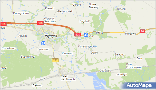 mapa Konstantynowo gmina Wyrzysk, Konstantynowo gmina Wyrzysk na mapie Targeo