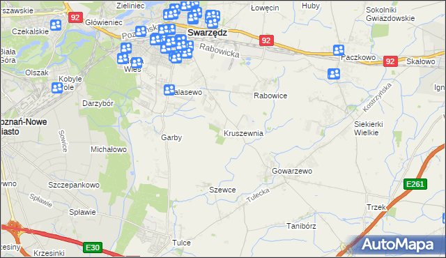 mapa Kruszewnia gmina Swarzędz, Kruszewnia gmina Swarzędz na mapie Targeo