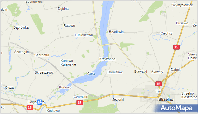 mapa Krzyżanna, Krzyżanna na mapie Targeo