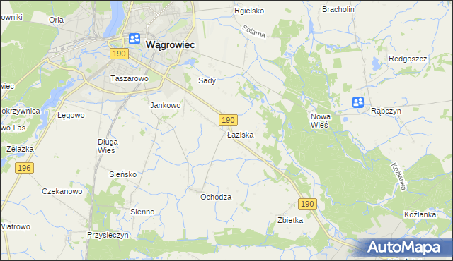 mapa Łaziska gmina Wągrowiec, Łaziska gmina Wągrowiec na mapie Targeo